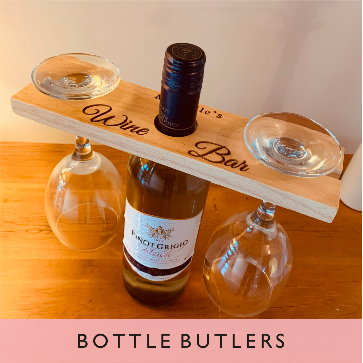A selection of personalised bottle butlers from GQGifts
